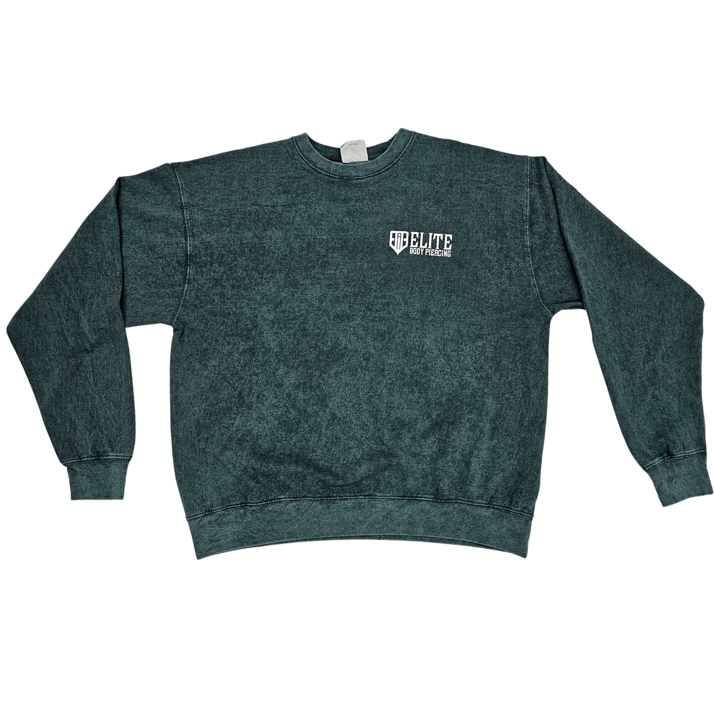 Willow Green Needle Flower Crew Neck Sweatshirt