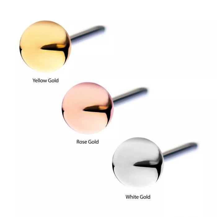 14Kt Gold Threadless Ball Top