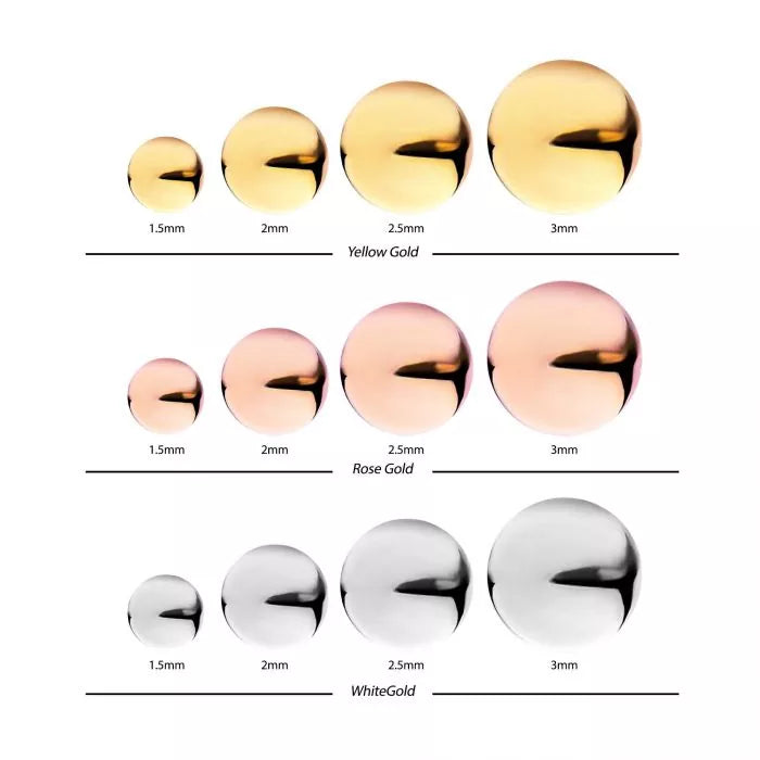 14Kt Gold Threadless Ball Top