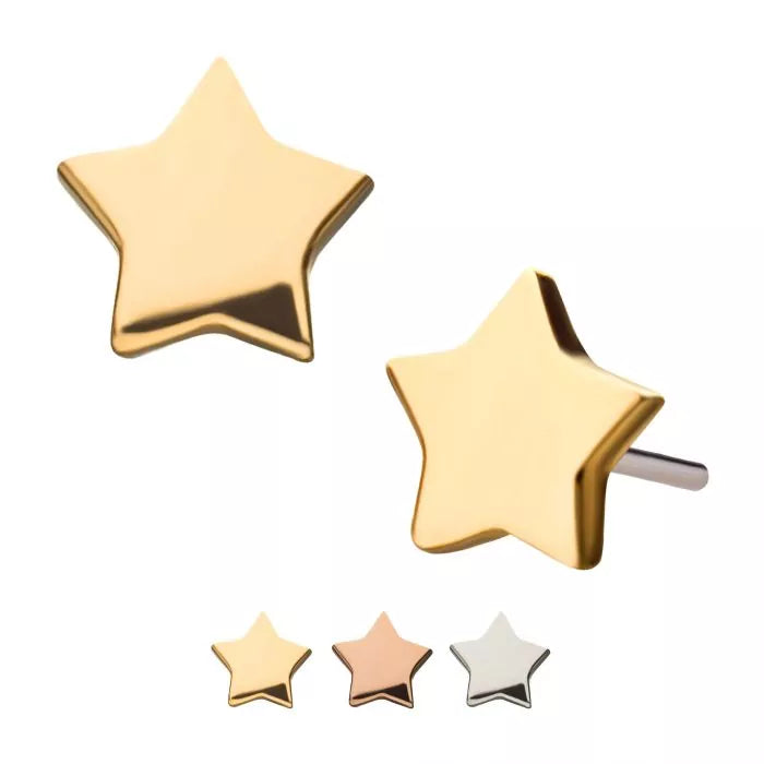 14Kt Gold Threadless Star Top