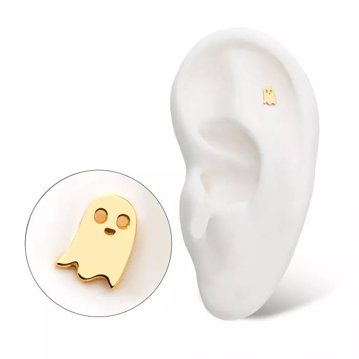 14Kt Gold Threadless with Ghost Top
