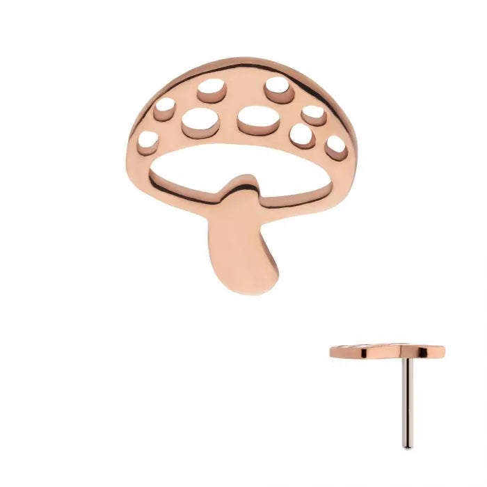 14Kt Rose Gold Threadless with Flat Mushroom Top