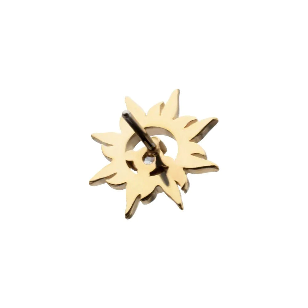 14Kt Yellow Gold Threadless "Solar Flare" Gem Top