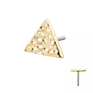 14Kt Yellow Gold Threadless Hammered Triangle Top
