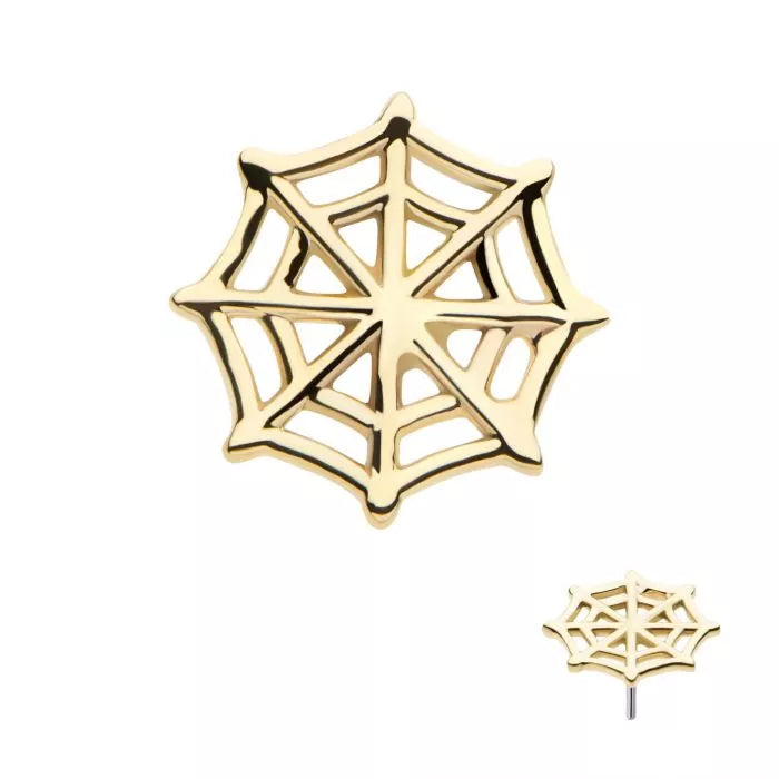 14Kt Yellow Gold Threadless Spiderweb Top