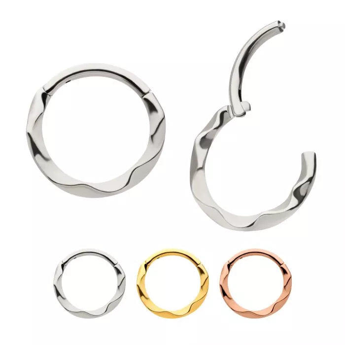 16g Wavy Design Hoop Hinged Segment Clicker