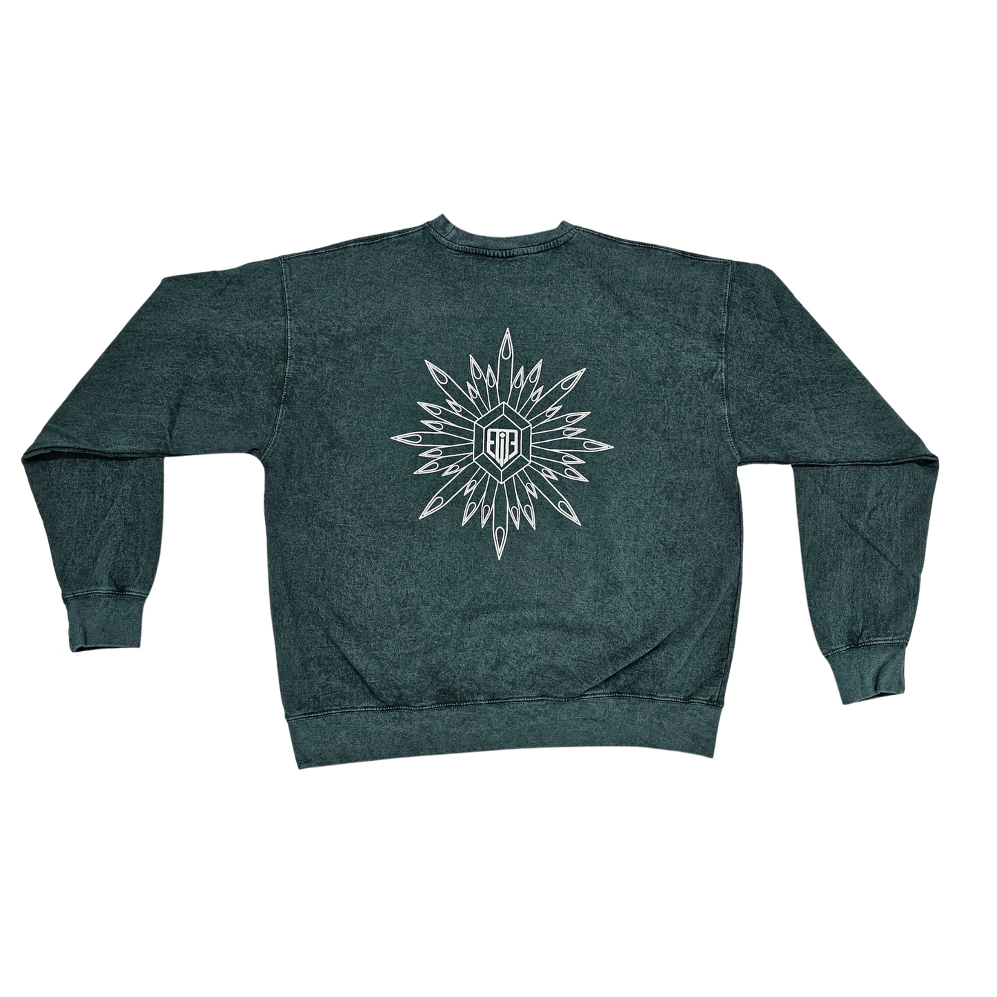 Willow Green Needle Flower Crew Neck Sweatshirt