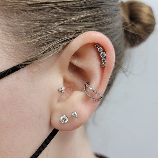 Titanium Double Clear CZ Side Facing Hinged Segment Clicker