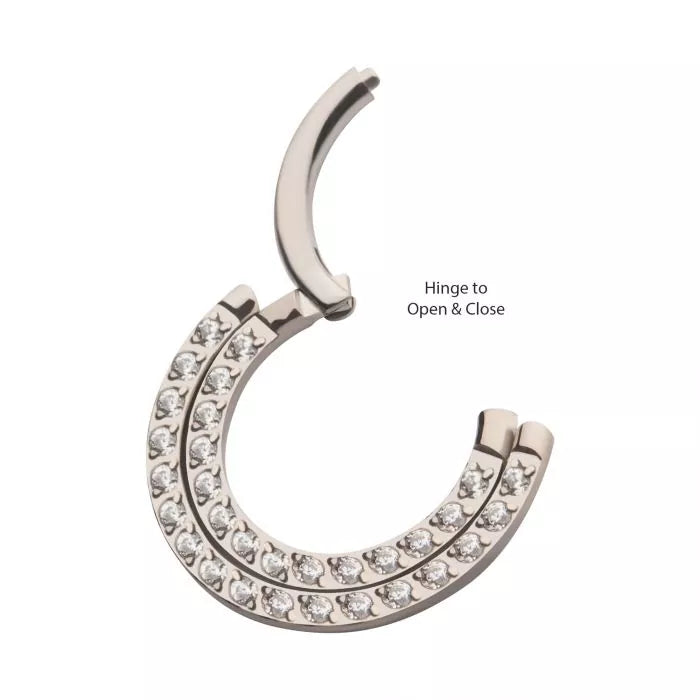 Double Row Prong Set Clear CZ Front Facing Hinged Segment Clicker