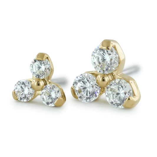 Threadless 18k Gold Trinity Gem Ends