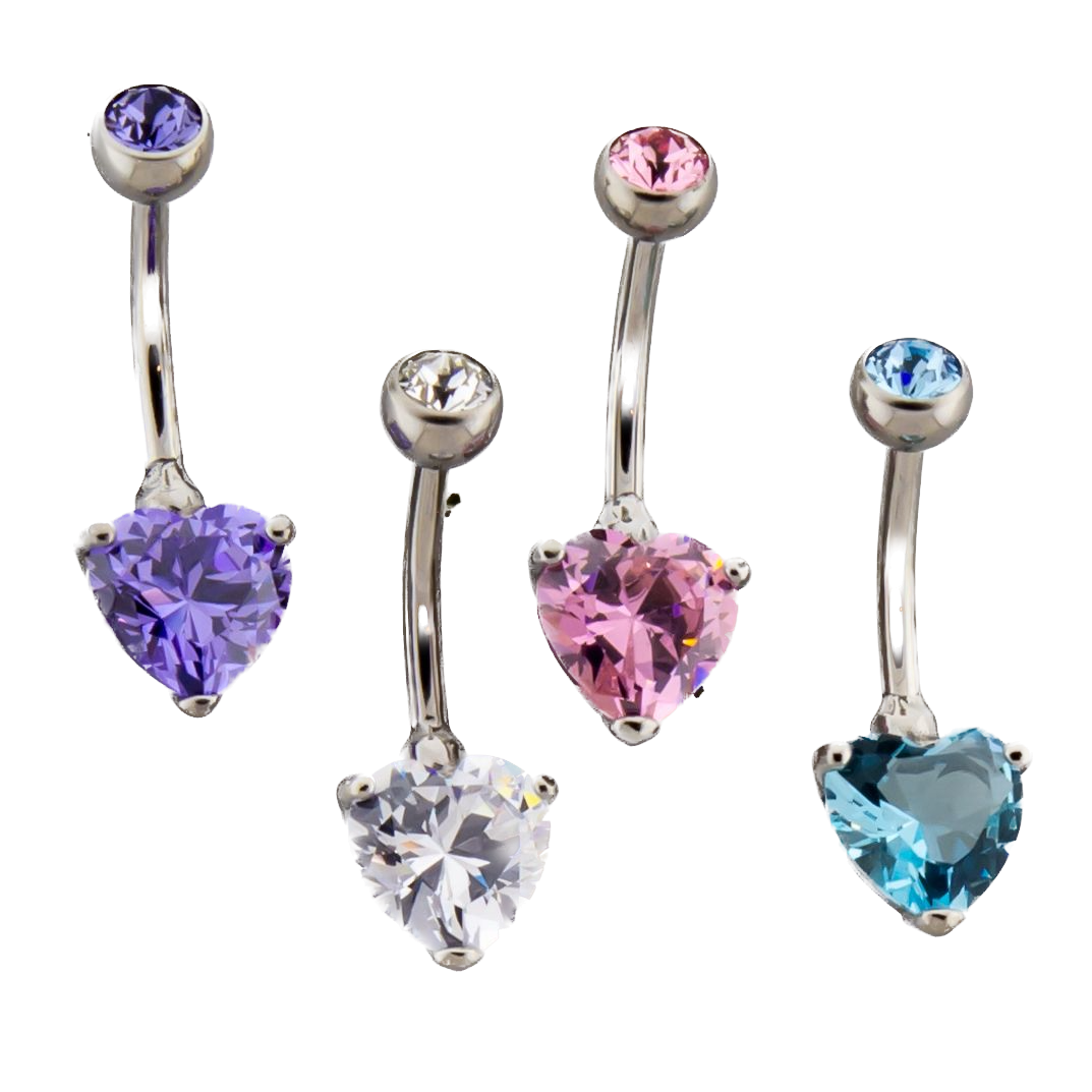 Heart Gem Navel Ring
