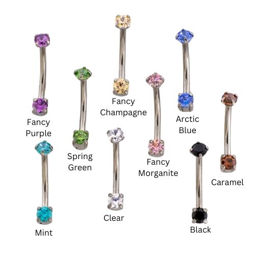 16g Internally Threaded Titanium Front Facing Gemmed Curve