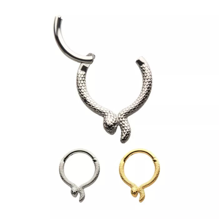 Steel with Front Facing Snake Design Hinged Segment Clicker