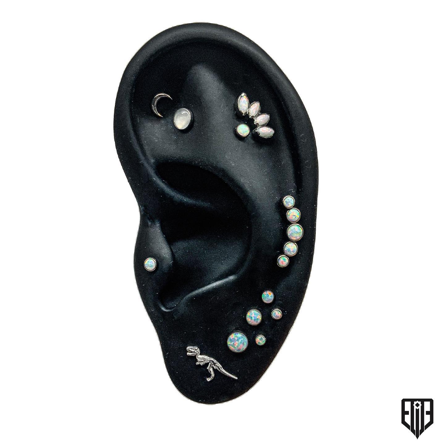 Titanium Threadless 5-Bezel Set Synthetic Opal Cluster Top