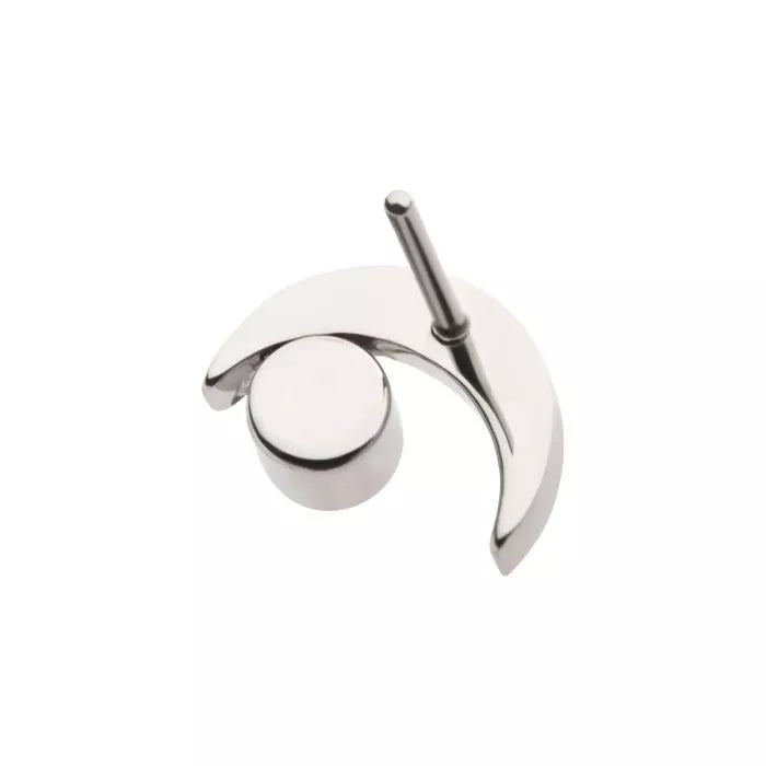 Titanium Threadless Crescent Moon with Bezel Set Opal Top