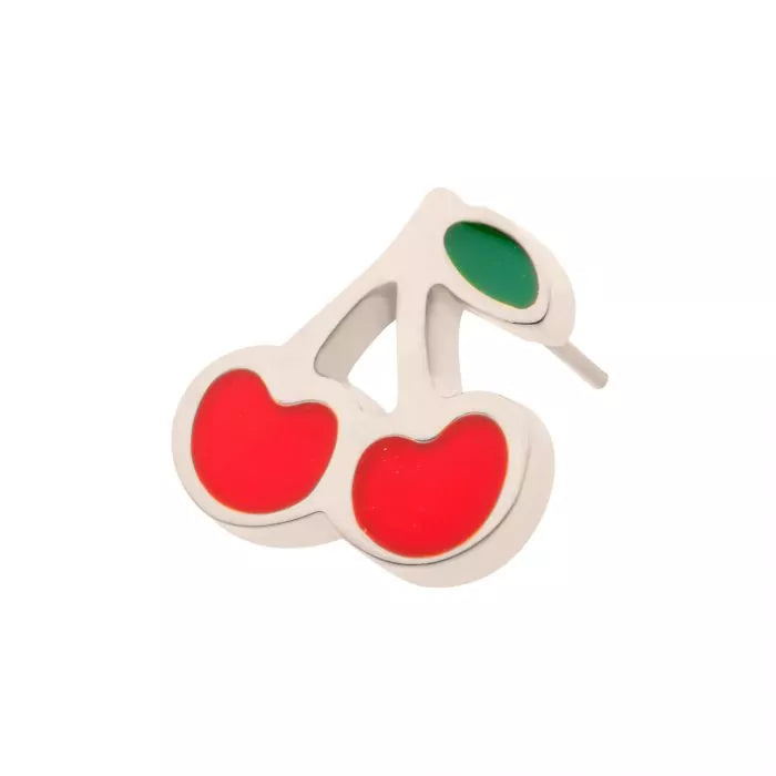 Titanium Threadless Enamel Cherry Top