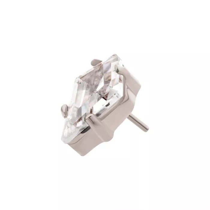 Titanium Threadless Prong Set Kite Shaped CZ Top