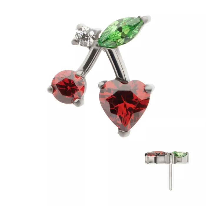 Titanium Threadless Prong Set Multi Gem Cherry Top