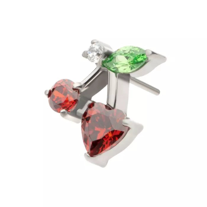 Titanium Threadless Prong Set Multi Gem Cherry Top