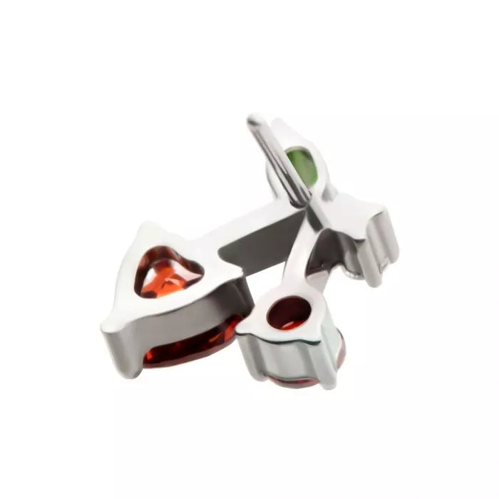 Titanium Threadless Prong Set Multi Gem Cherry Top