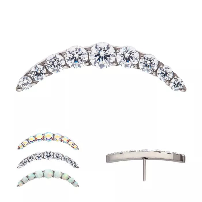Titanium Threadless Prong Set Round CZ/Opal 9-Cluster Top