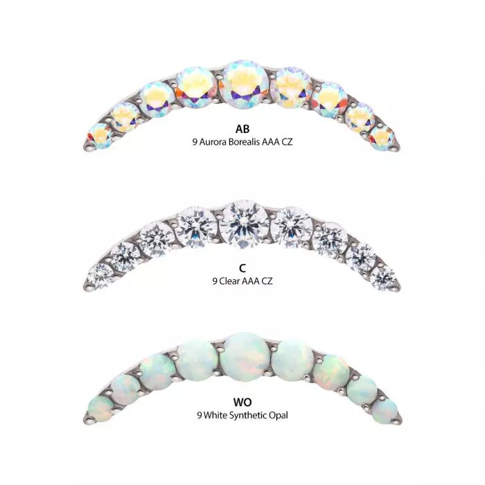 Titanium Threadless Prong Set Round CZ/Opal 9-Cluster Top
