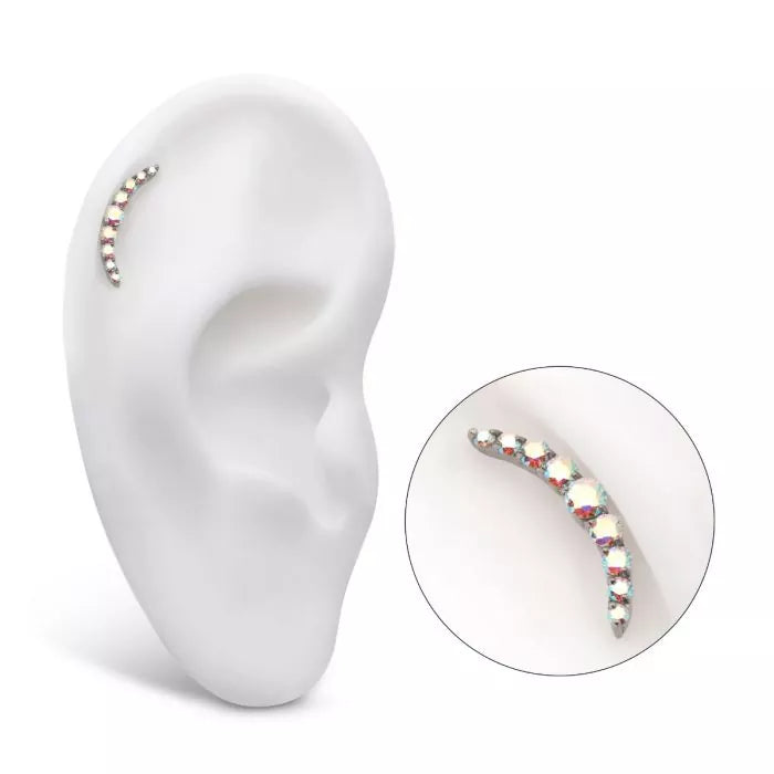 Titanium Threadless Prong Set Round CZ/Opal 9-Cluster Top