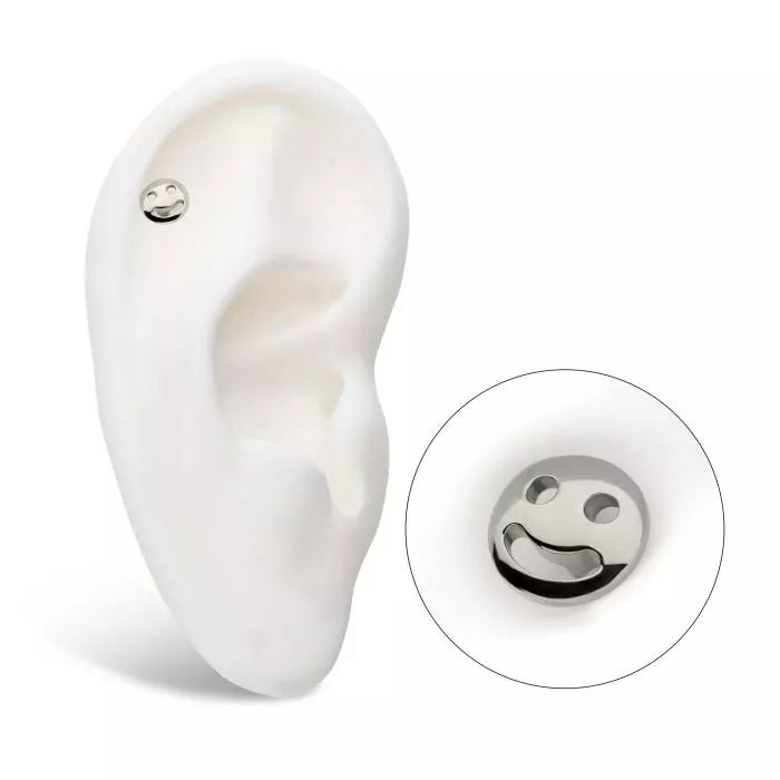 Titanium Threadless Smiley Face Emoji Top