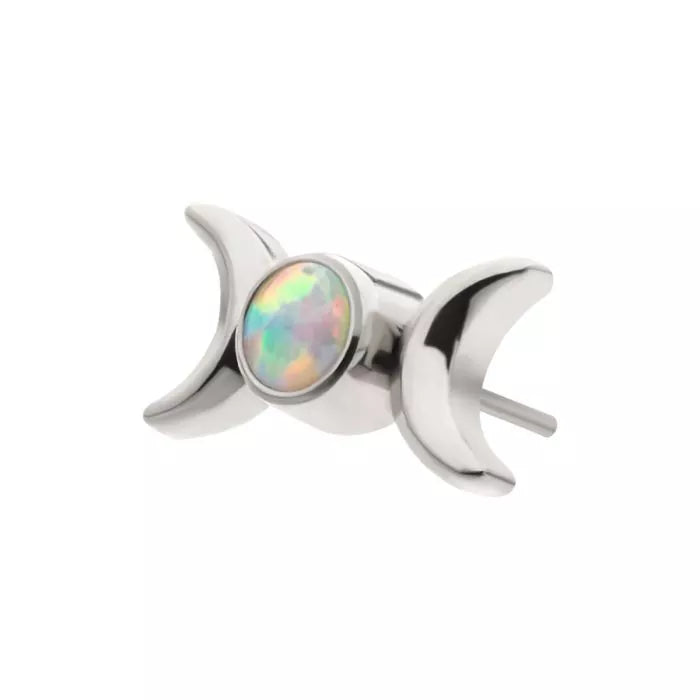 Titanium Threadless Triple Moon Phase with Opal Top
