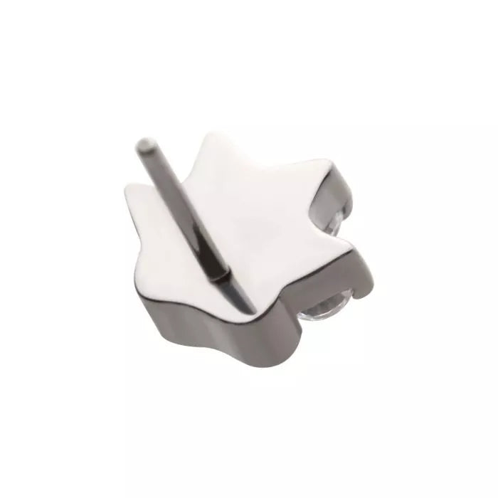 Titanium Threadless with Prong Set CZ 4-Cluster Paw Top