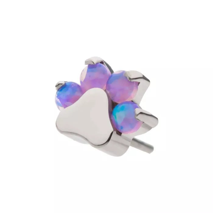 Titanium Threadless with Prong Set Opal 4-Cluster Paw Top
