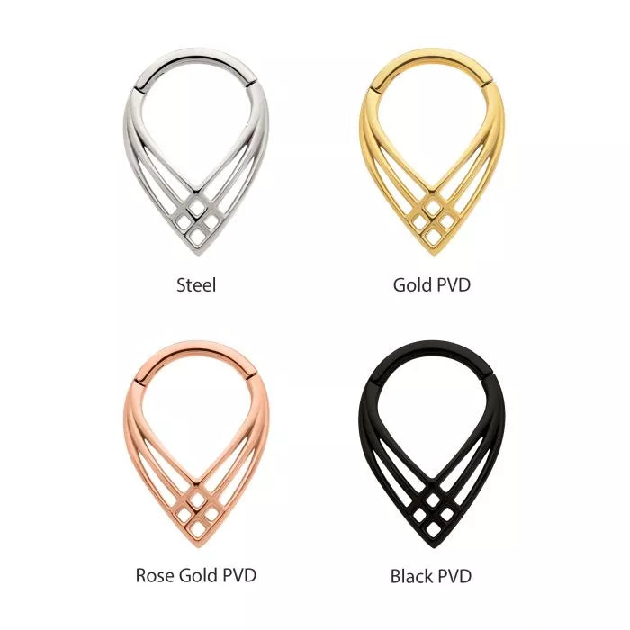 Triple Cross Pattern Weave Front Facing Hinged Segment Clicker