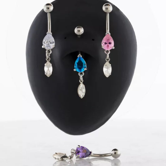 Tear Drop Gem Navel Ring