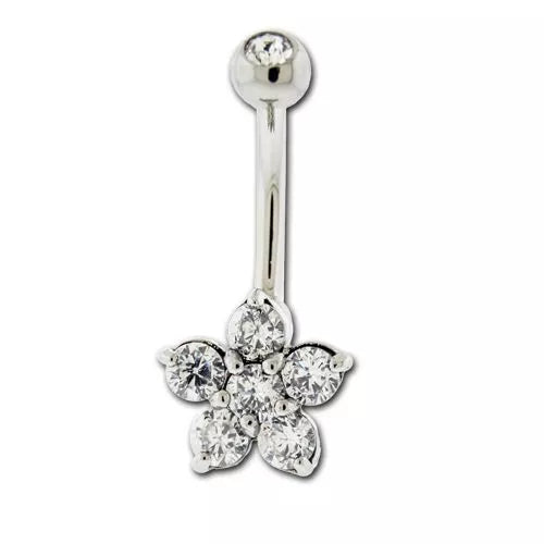 Mini Flower Gem Navel Ring