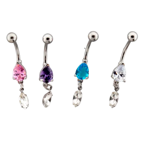 Tear Drop Gem Navel Ring
