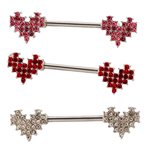 Pixelated Gem Heart Nipple Bars