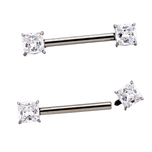Titanium Internally Threaded Square Nipple Bar Elite Body Piercing Titanium Internally Threaded Square Nipple Bar Elite Body Piercing