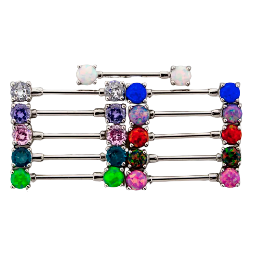 Front Facing Opal & Gem Nipple Bars