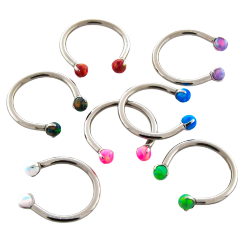 Titanium Internally Threaded Opal End Horseshoes