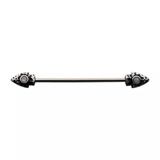 Double Sided White Opal Arrow Industrial Barbell