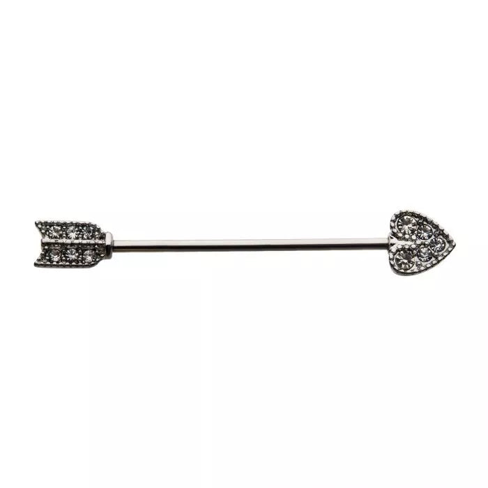 Gemmed Heart Arrow Industrial Barbell