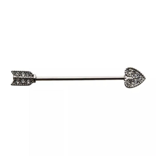 Gemmed Heart Arrow Industrial Barbell