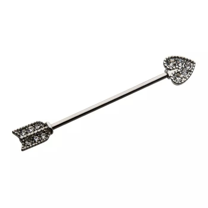 Gemmed Heart Arrow Industrial Barbell