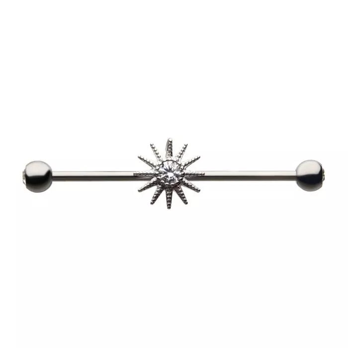 Gemmed Sun Industrial Barbell