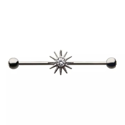 Gemmed Sun Industrial Barbell