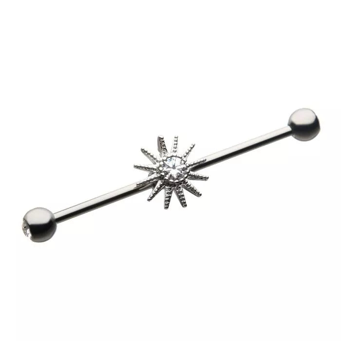 Gemmed Sun Industrial Barbell