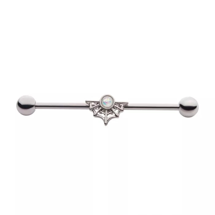Spider Web with Opal Industrial Barbell