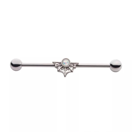 Spider Web with Opal Industrial Barbell