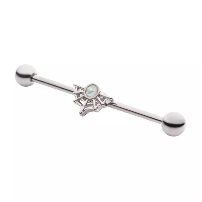 Spider Web with Opal Industrial Barbell