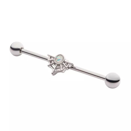 Spider Web with Opal Industrial Barbell